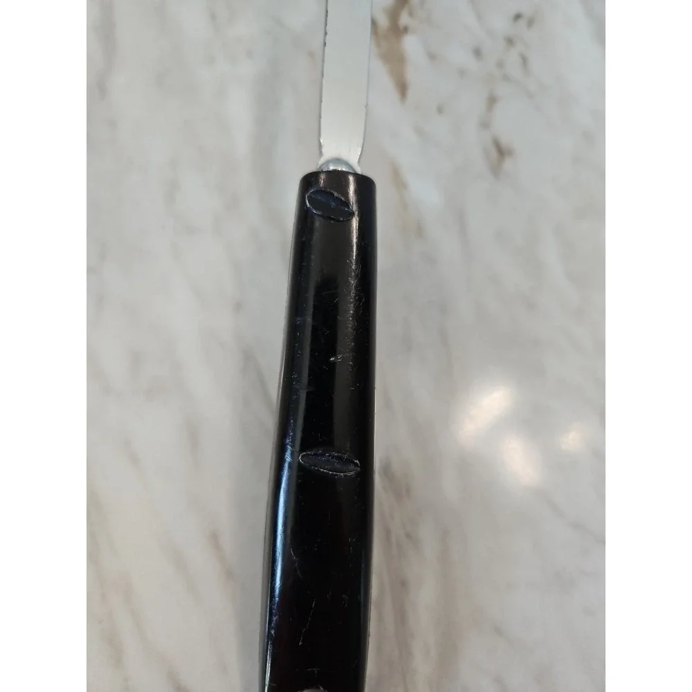 Vintage Ekco Black Short Handled Metal Slotted Spatula Flipper Made In USA